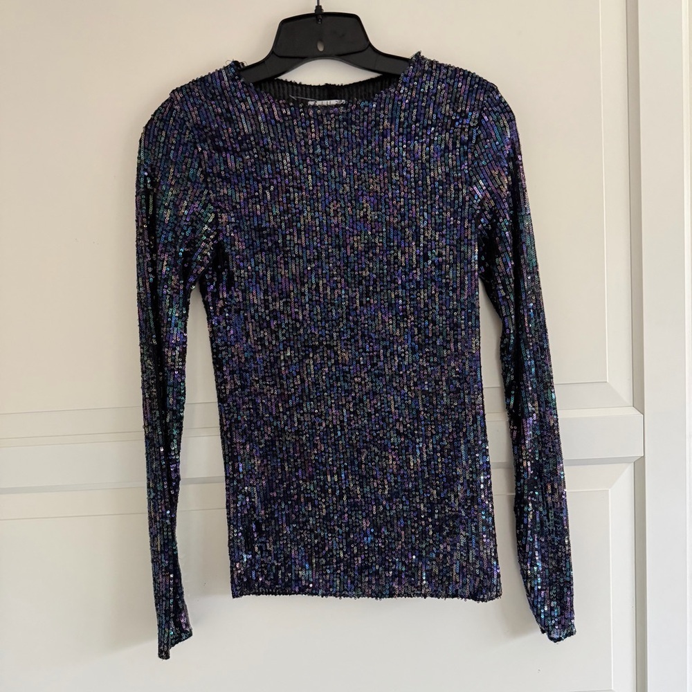 New! Free People Intimately Gold Rush Sequin Long Sleeve Top Size XS 41635 - Picture 5 of 12